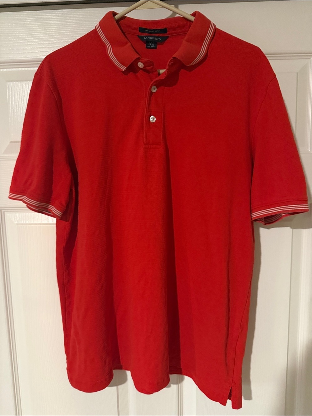 Lands' End Men's Red Polo with Contrast Trim